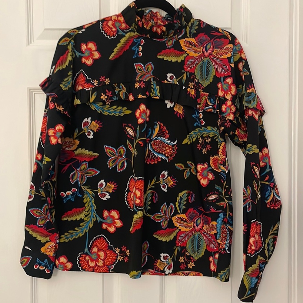 Vero Moda colourful print mock neck blouse Sz S